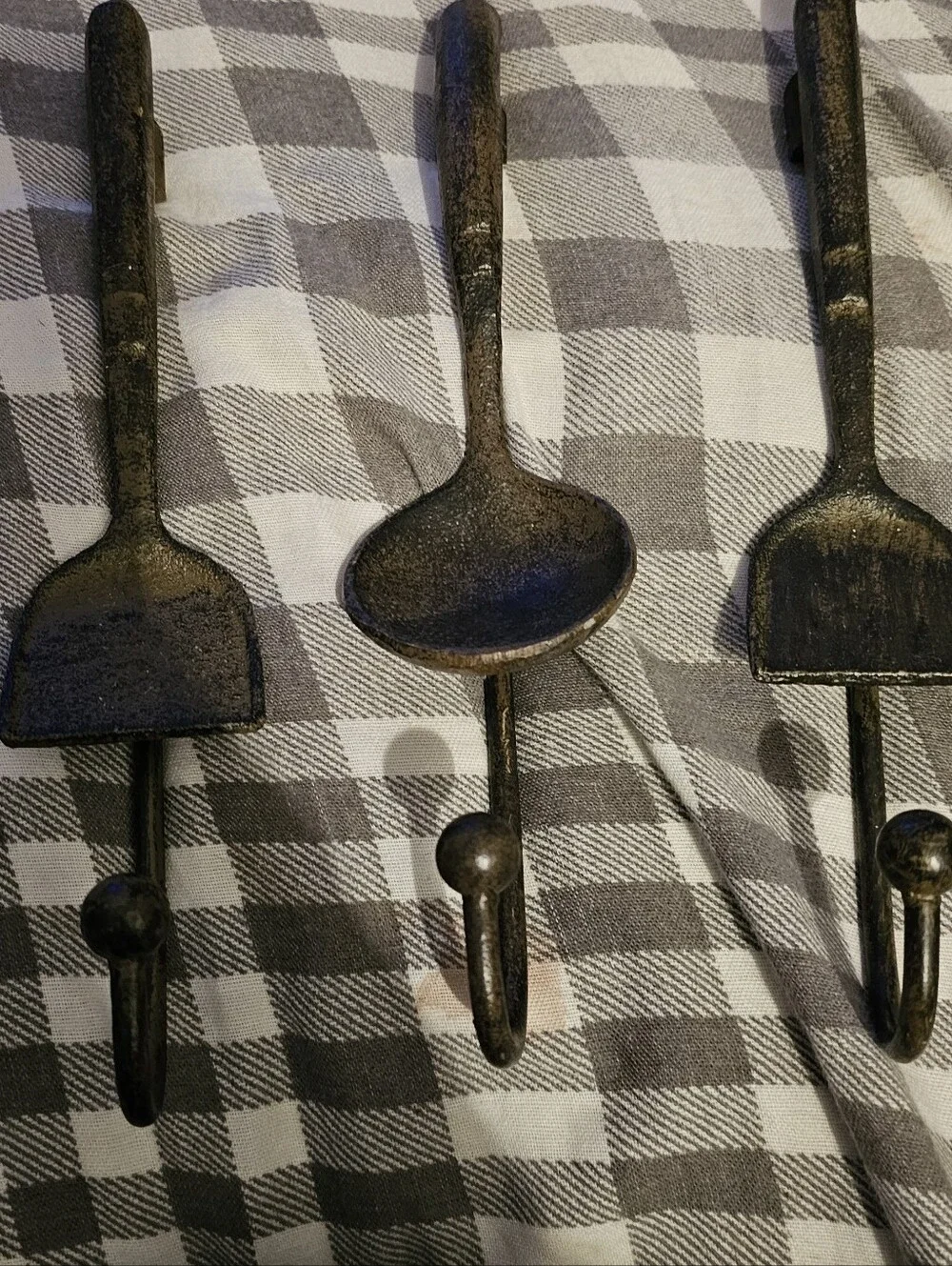 Vintage Style Iron Kitchen Utensil Wall Hooks - Set of 3